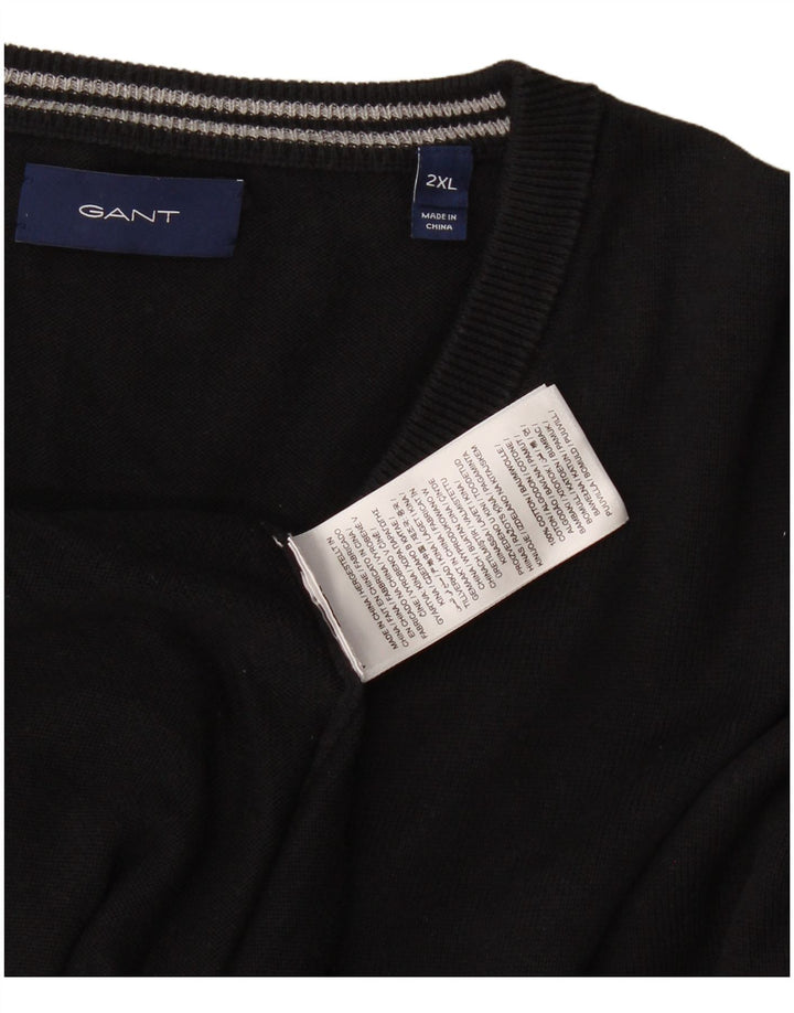 Gant Herre V-hals sweater 2XL sort bomuld