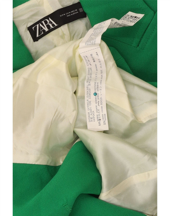 Zara Dame Dobbeltradet Blazer Jacket UK 12 Medium Green Polyester