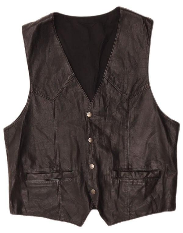 Vintage herre lædervest medium sort