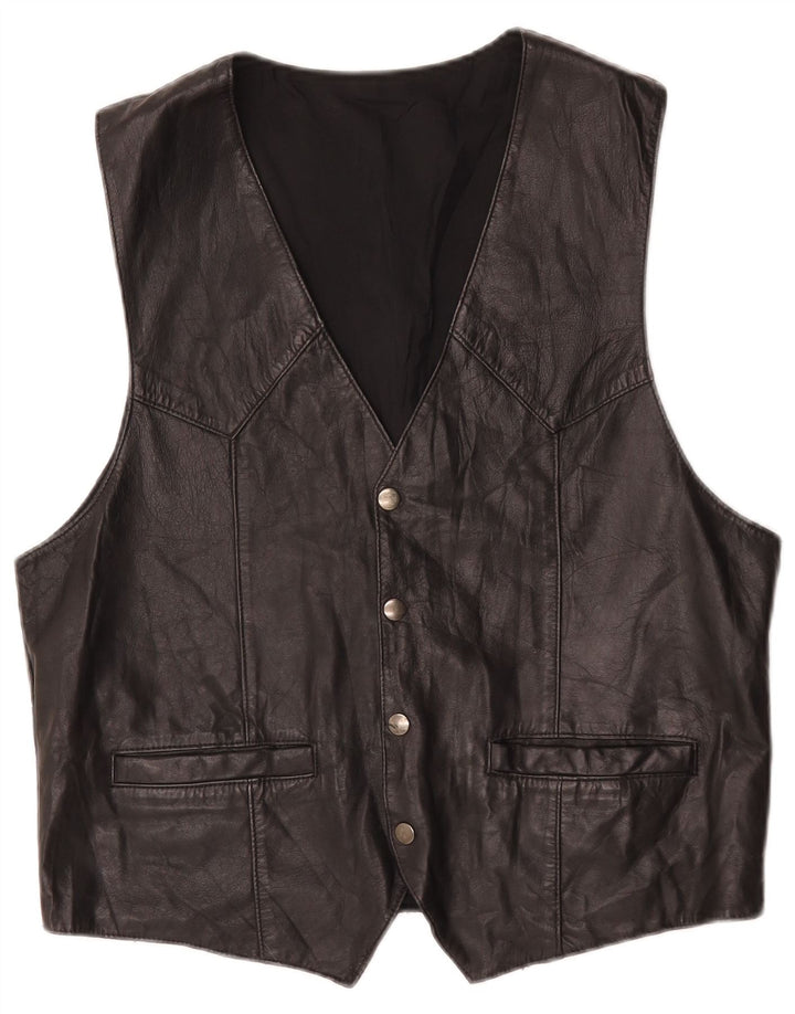 Vintage herre lædervest medium sort