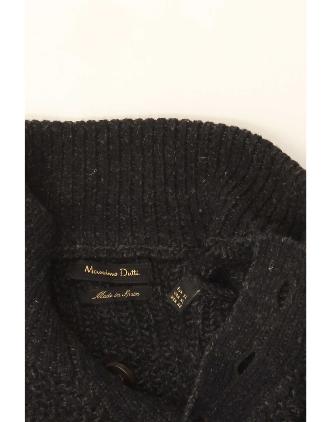 Massimo Dutti Herre Button Neck Jumper Sweater XL Grå Flecked