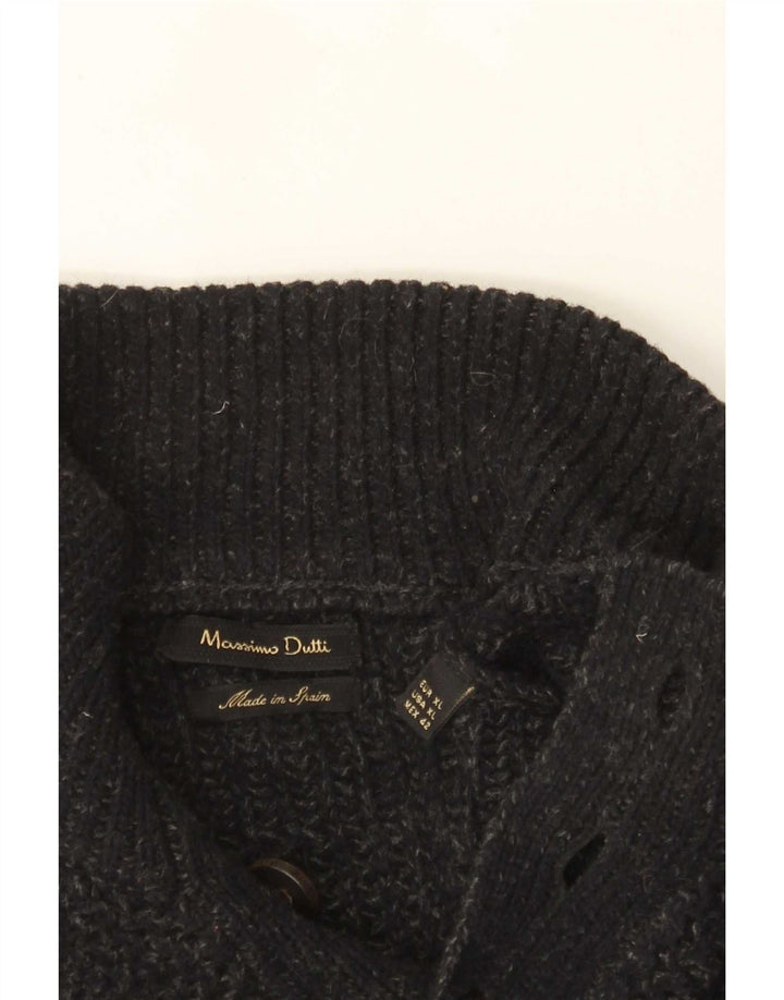 Massimo Dutti Herre Button Neck Jumper Sweater XL Grå Flecked