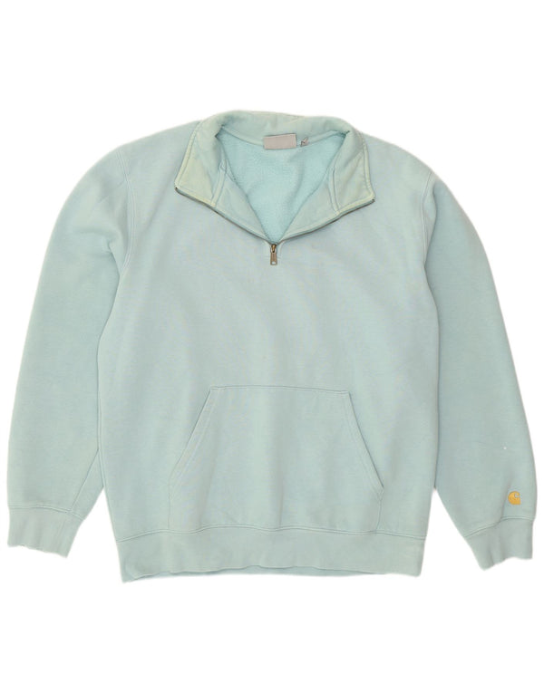 Carhartt Herre Fleece Zip Neck Sweatshirt Jumper Stor turkis bomuld