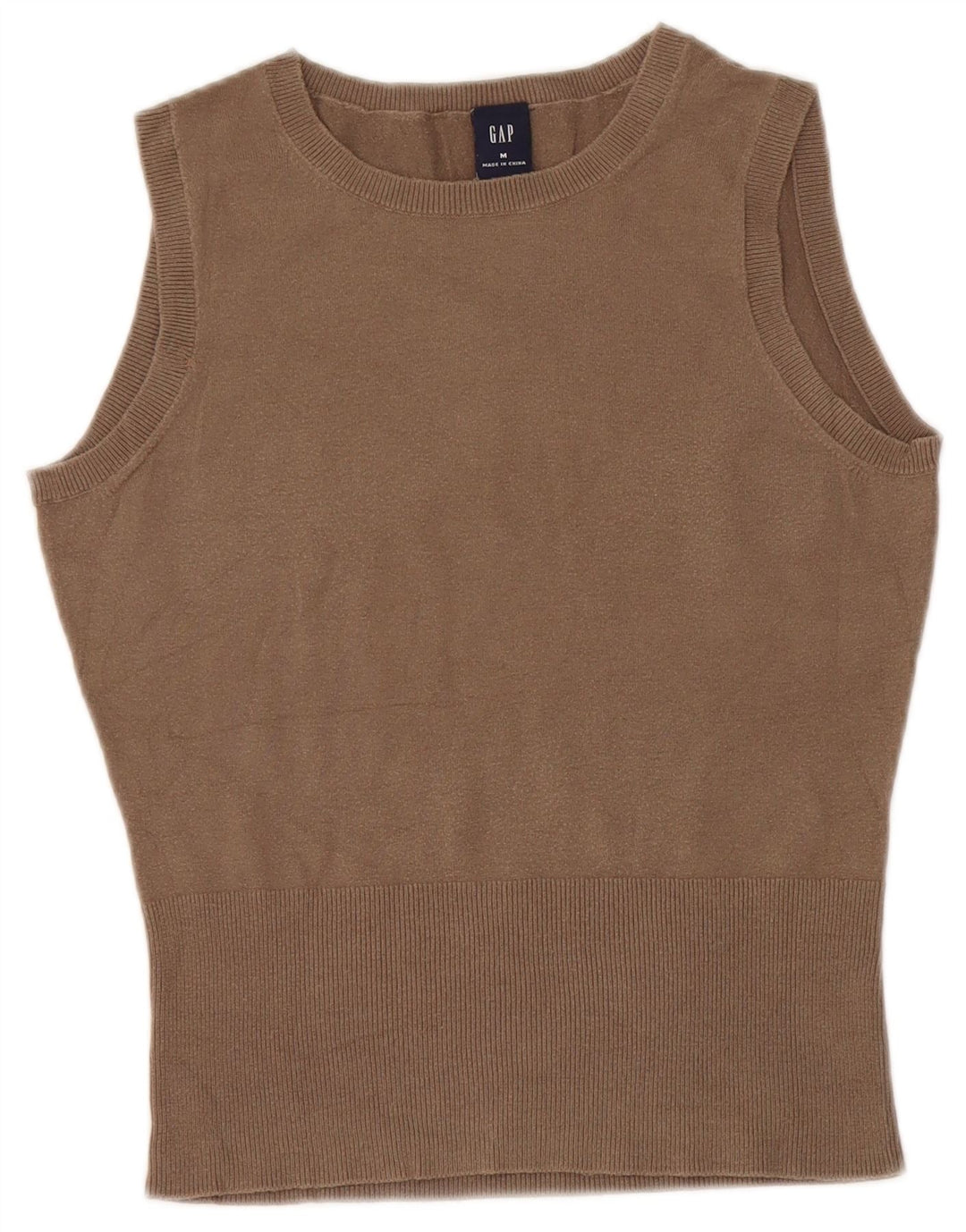 Gap Dame Vest Tank Top UK 12 Medium Brun Bomuld