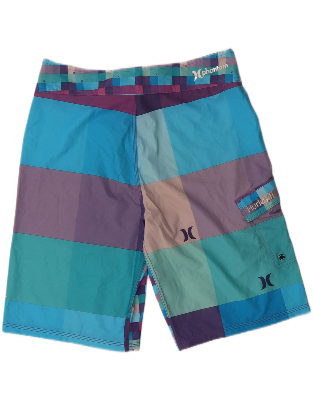 HURLEY Mens Phantom Graphic Swimming Shorts Medium  Multicoloured Check Vintage Hurley and Second-Hand Hurley from Messina Hembry 