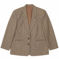 Vintage Dame 2-knaps blazerjakke IT 46 Stor Khaki Gingham Wool