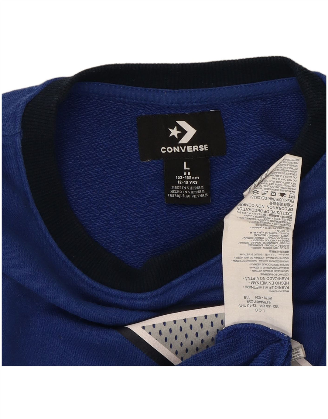 CONVERSE Boys Graphic Sweatshirt Jumper 12-13 Years Large  Blue Cotton