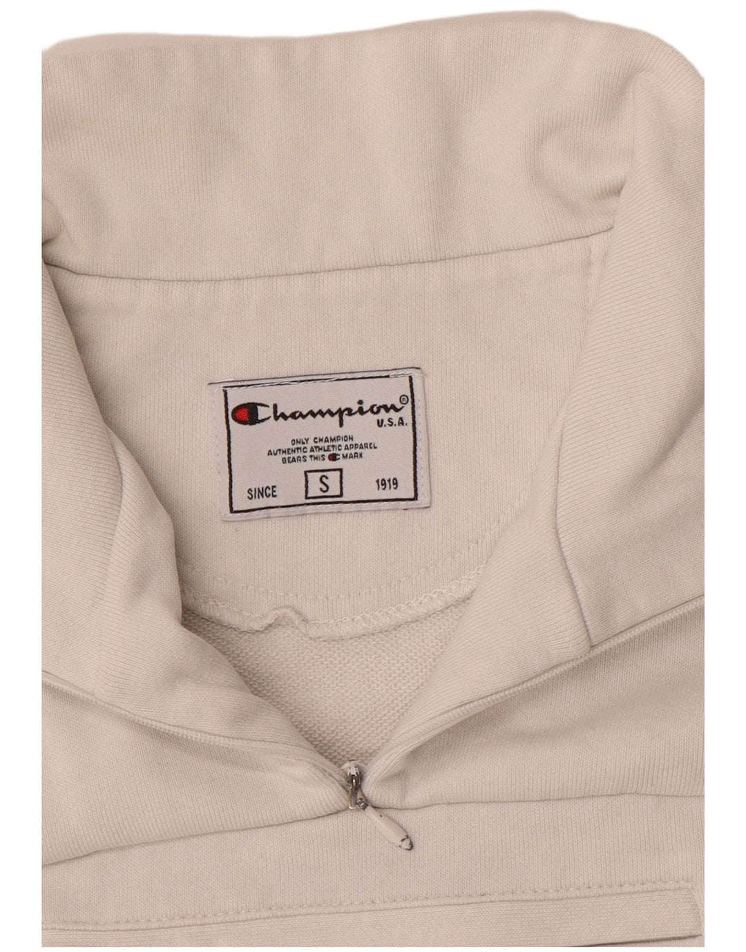 Champion Womens Zip Neck Sweatshirt Jumper UK 10 Small White