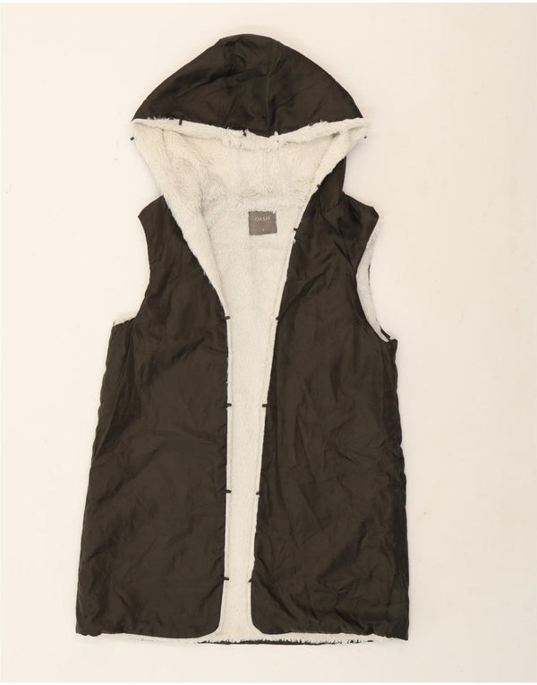 Oasis Womens Longline Hooded Liner Gilet UK 14 Medium Green Polyamide