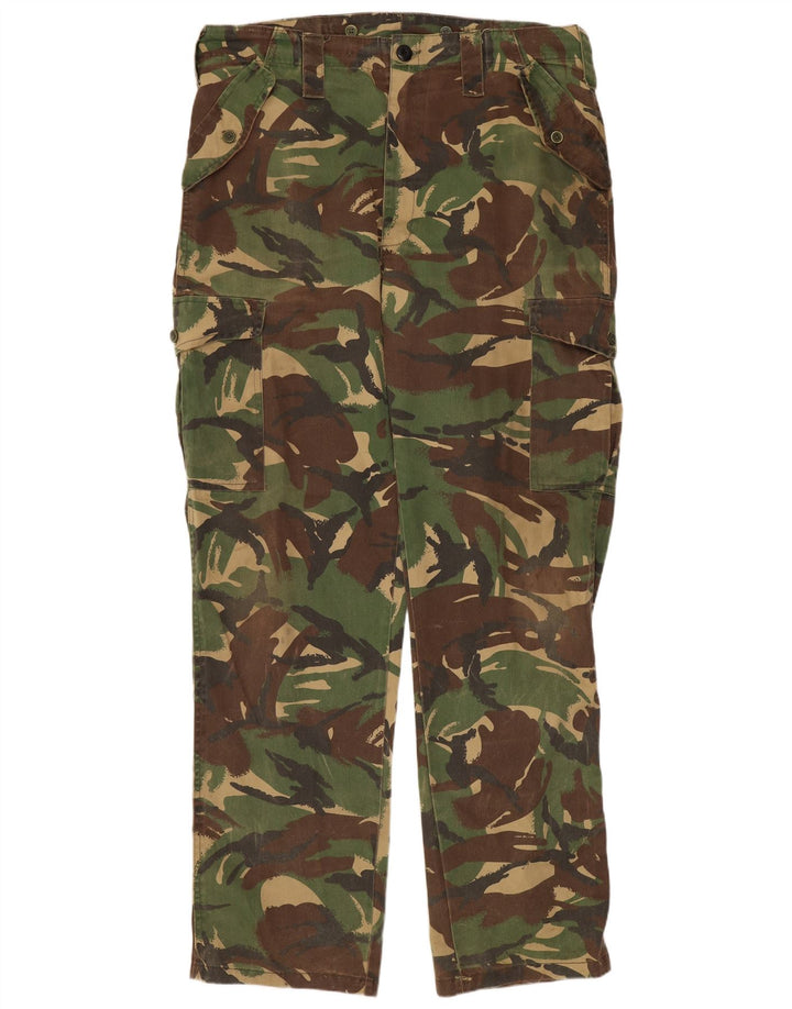VINTAGE Straight Cargo Bukser til mænd W36 L32 Khaki Camouflage Polyester