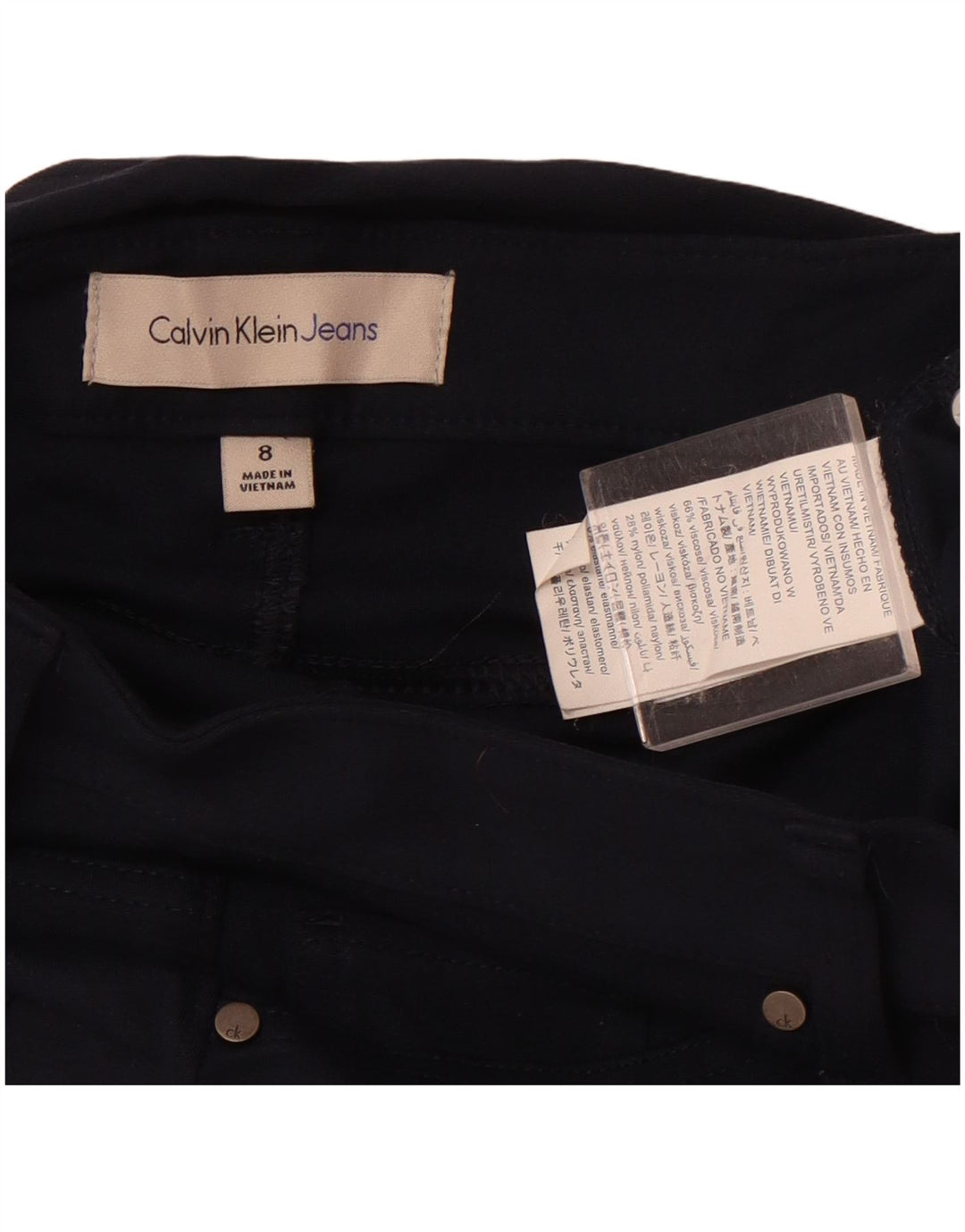 Calvin Klein Dame Casual Bukser US 8 Medium W28 L28 Navy Blue Viscose