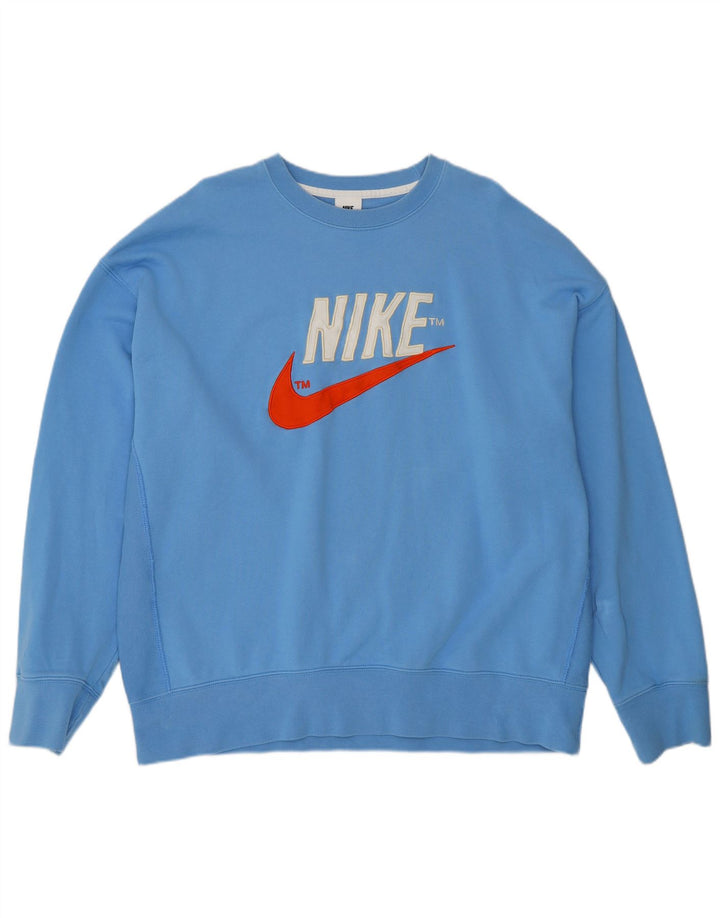 NIKE grafisk sweatshirt til mænd XL blå bomuld
