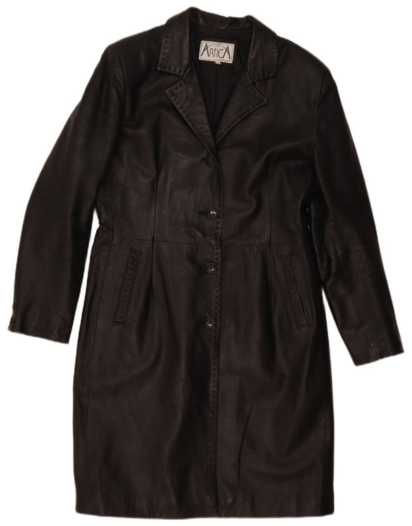 Vintage læderfrakke til kvinder IT 48 XL sort læder