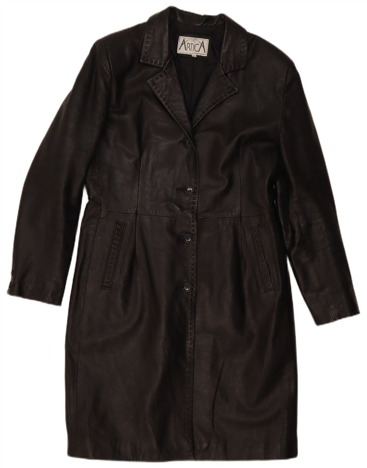 Vintage læderfrakke til kvinder IT 48 XL sort læder