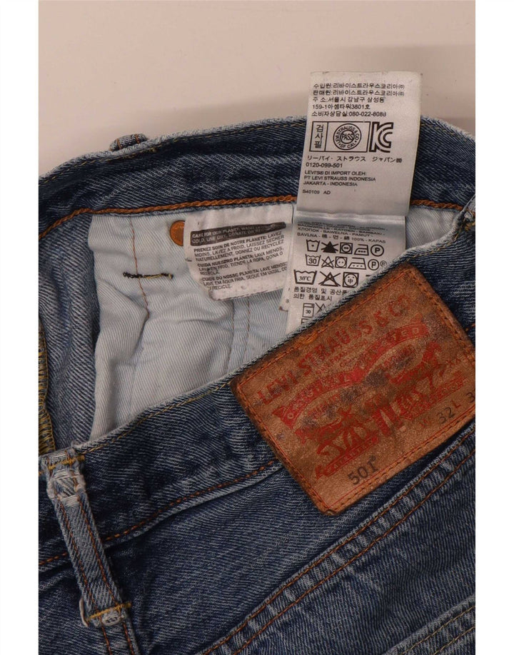 Levi's Herre 501 Distressed Straight Jeans W32 L32 Blå Bomuld