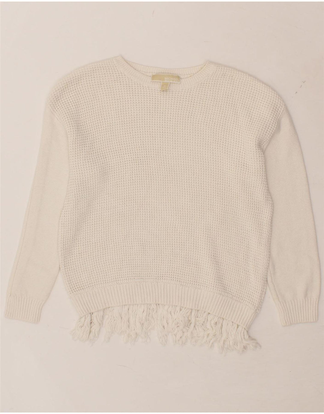 MICHAEL KORS Womens Boat Neck Jumper Sweater UK 14 Medium White Cotton Vintage Michael Kors and Second-Hand Michael Kors from Messina Hembry 