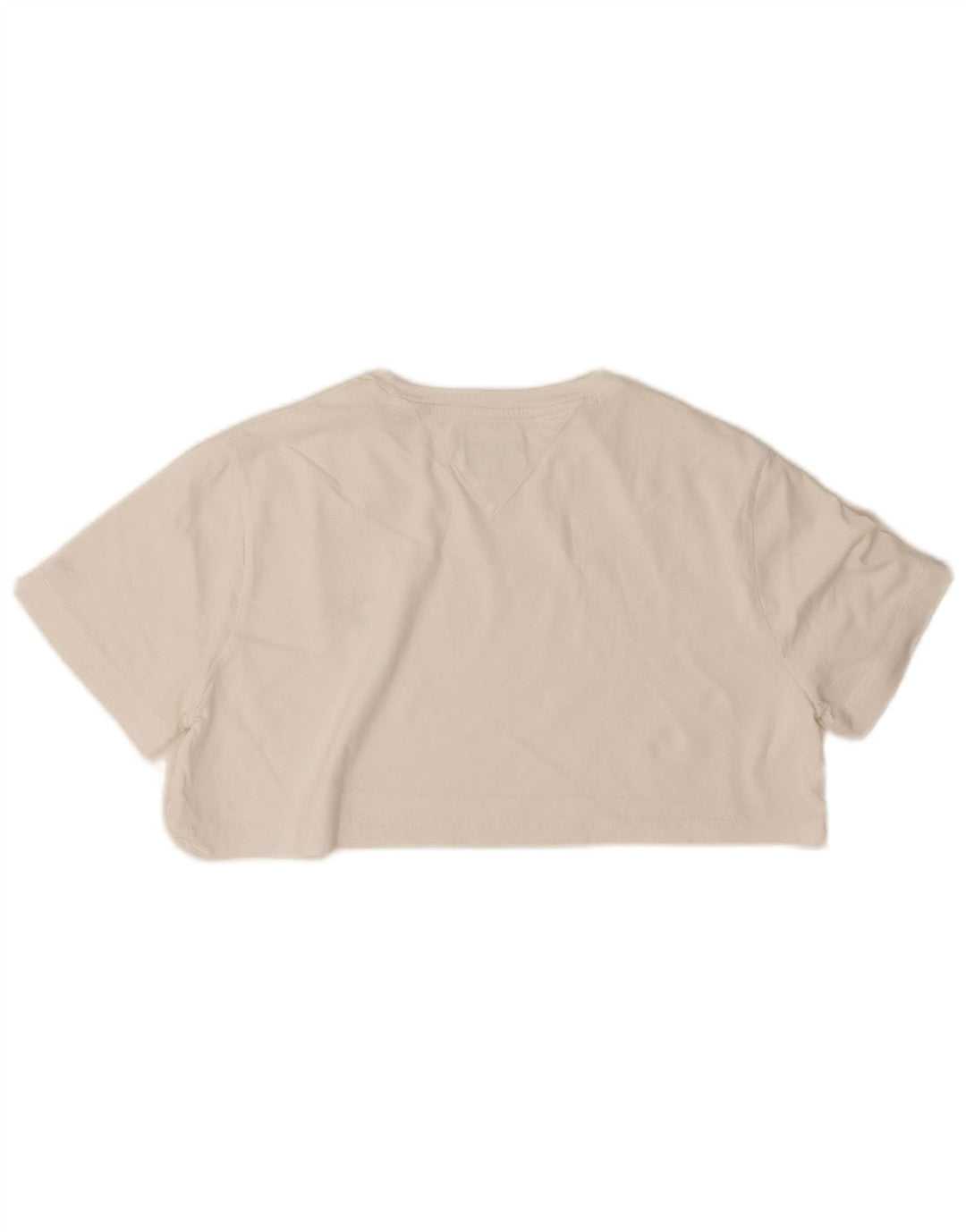Tommy Hilfiger Dame Crop Grafisk T-Shirt Top UK 14 Medium White