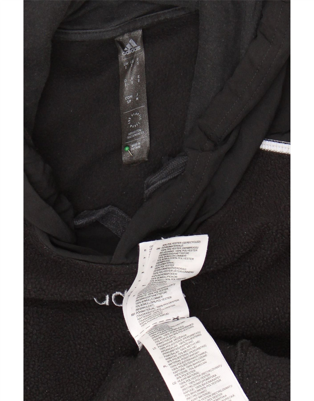 ADIDAS fleecetrøje med hætte til mænd, lille sort polyester
