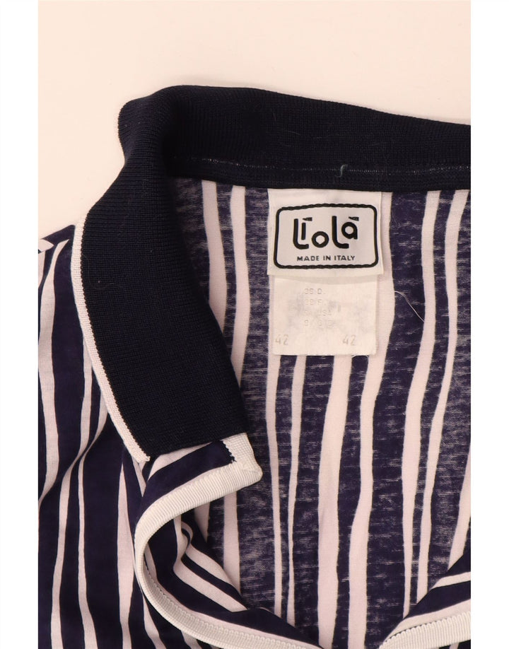 Liola Dame Kortærmet Crop Shirt Bluse IT 42 Mellem marineblå stribet