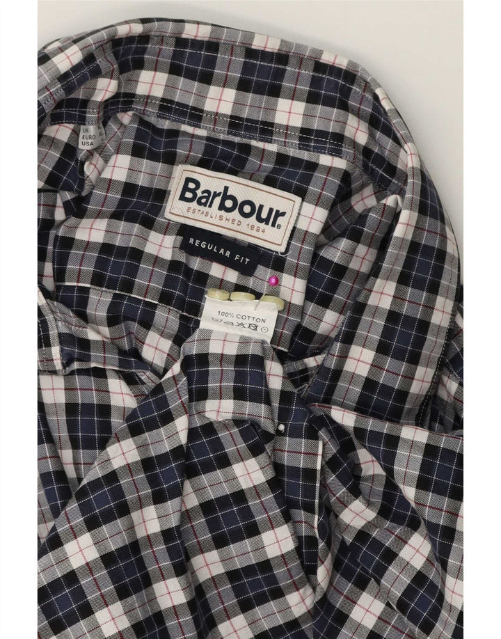 Barbour herre flannelskjorte XL marineblå ternet bomuld