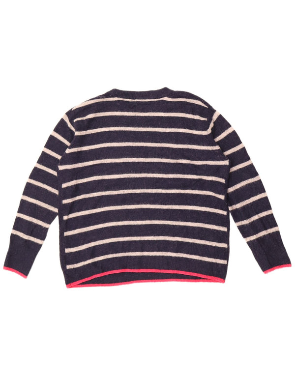 Joules Dame Crew Neck Jumper Sweater UK 14 Large Navy Blue Striped