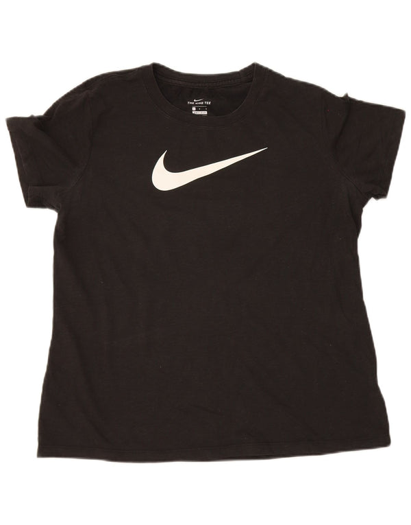 Nike Dame Dri Fit Grafisk T-Shirt Top UK 16 Large Sort
