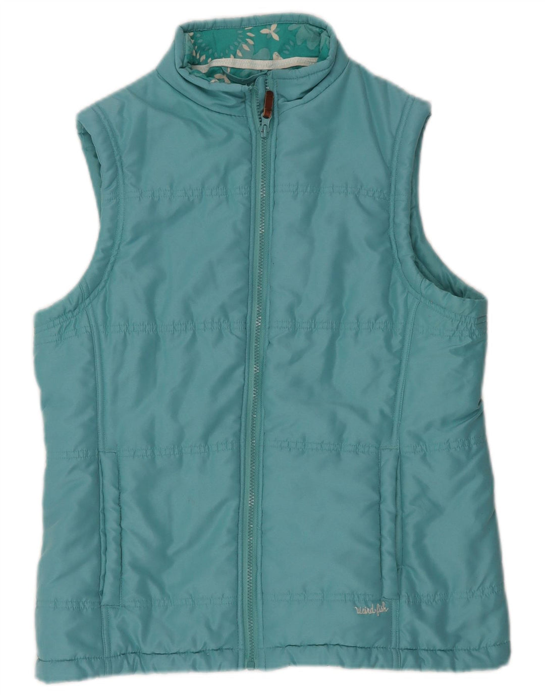 WEIRD FISH Womens Polstret Gilet UK 14 Stor turkis polyester