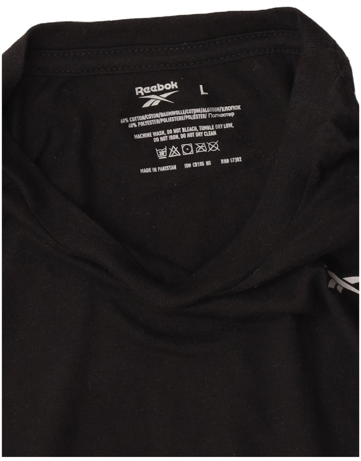 Reebok Herre T-Shirt Top Stor Sort Bomuld