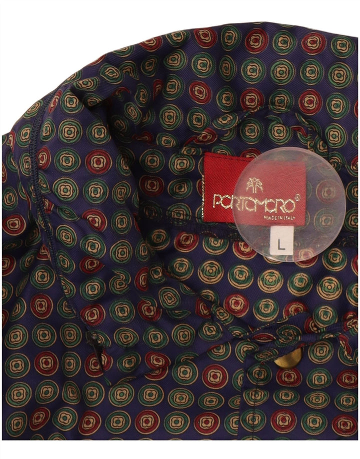 VINTAGE Herre Oversized Bomber Jacket UK 40 Large Blue Polka Dot