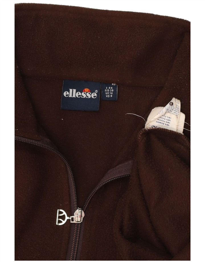 ELLESSE Dame Oversized Zip Neck Fleece Jumper UK 12 Medium Brown
