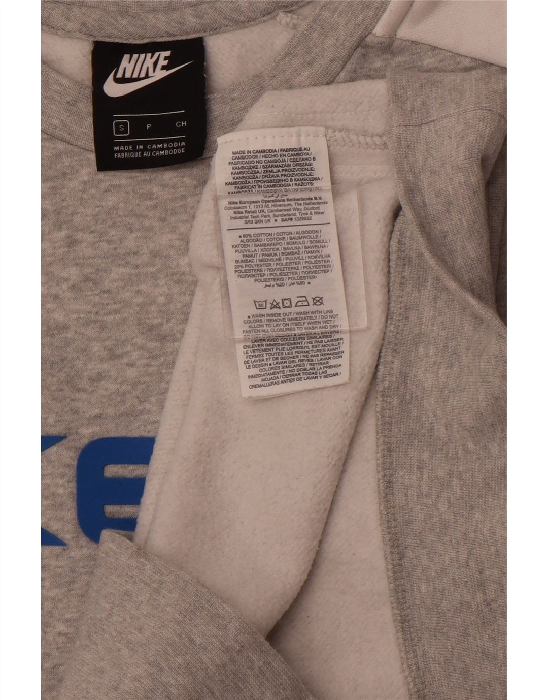 NIKE grafisk sweatshirt til mænd, lille grå farveblok bomuld