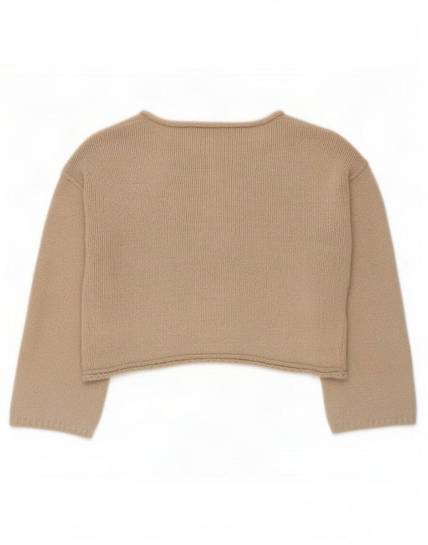 Zara Womens Crop Oversized cardigan sweater UK 10 Small Beige Bomuld
