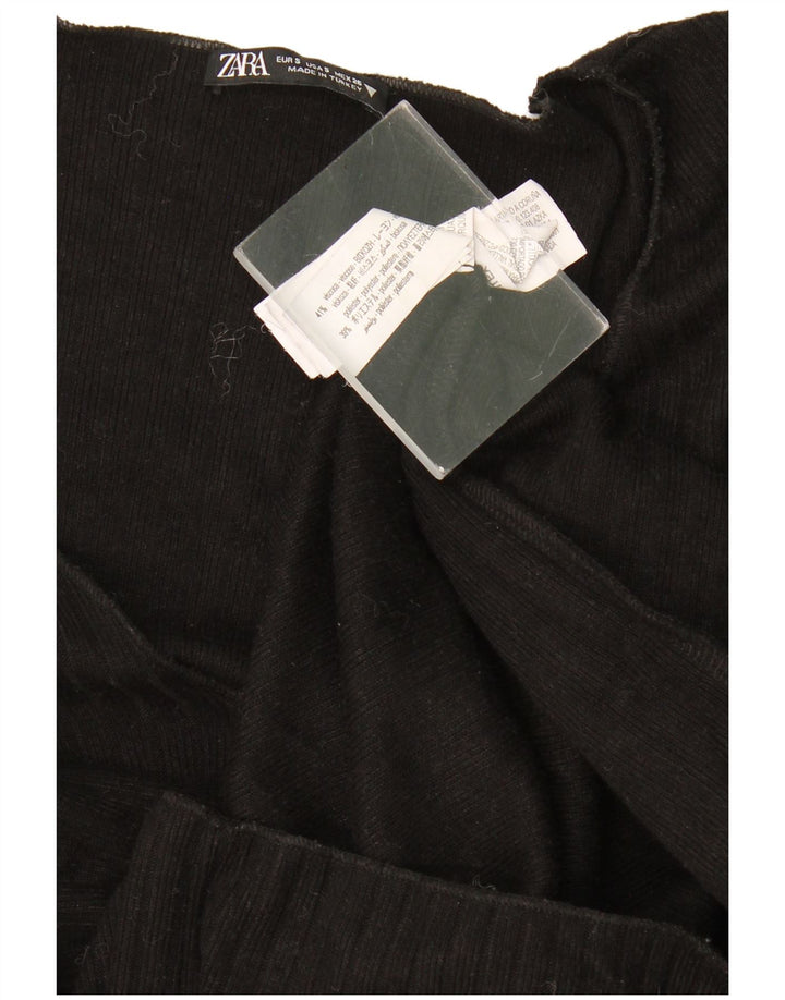Zara Dame Maxi Jumper Kjole UK 10 Small Black Viscose