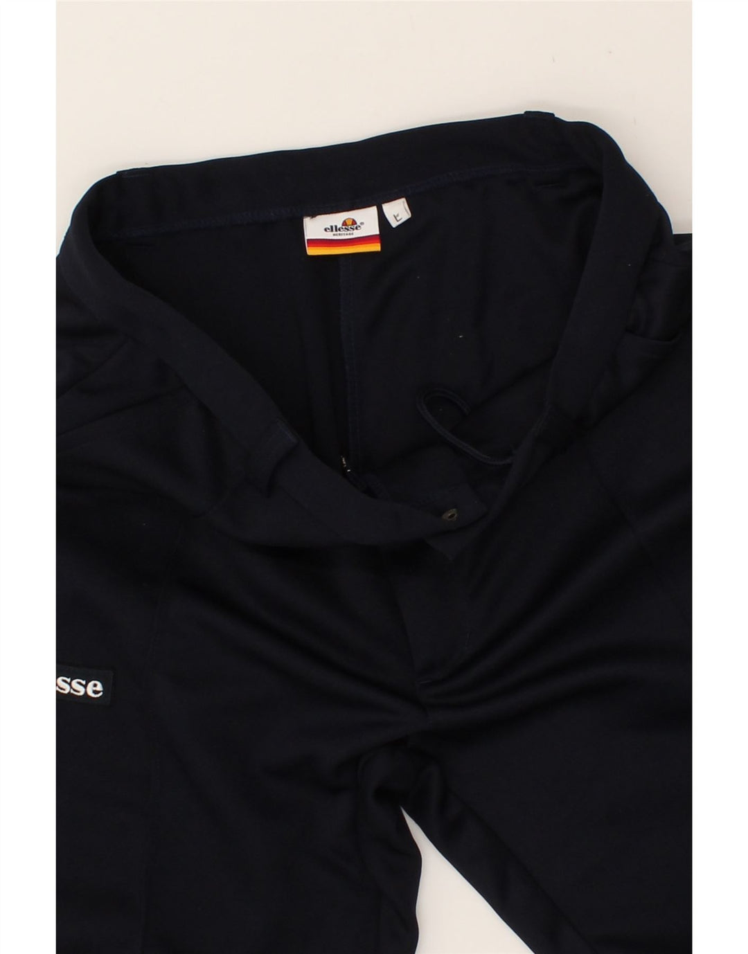 ELLESSE Womens Straight Chino Trousers Large W32 L27  Navy Blue Polyester Vintage Ellesse and Second-Hand Ellesse from Messina Hembry 