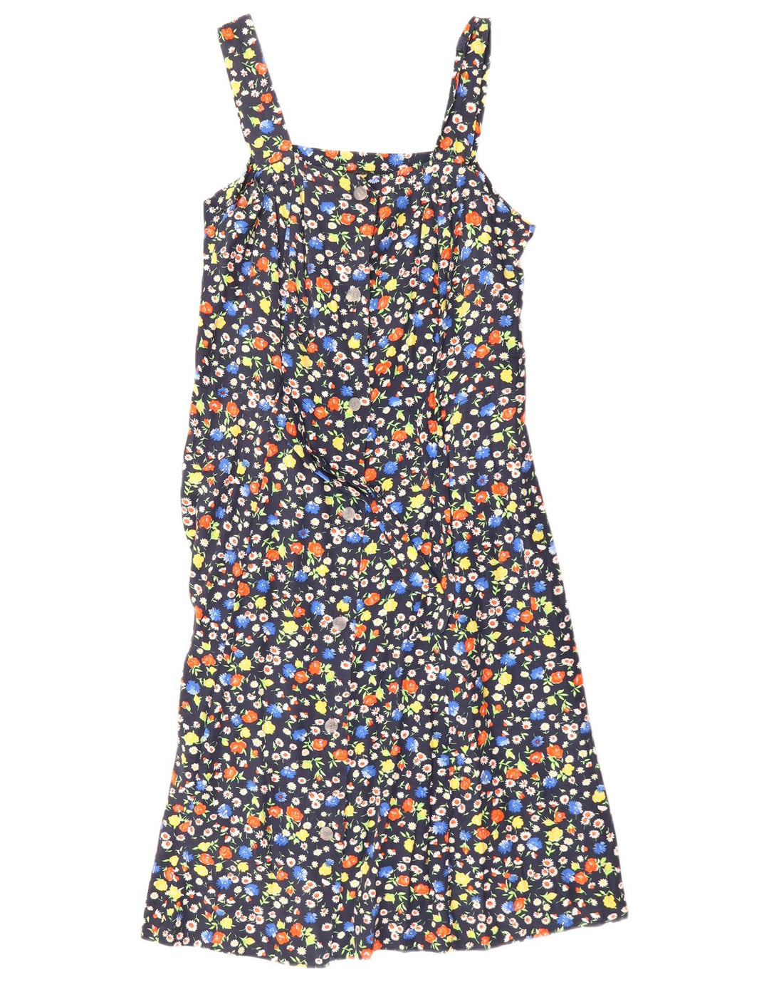Vintage Dame Solkjole UK 12 Medium Navy Blue Floral