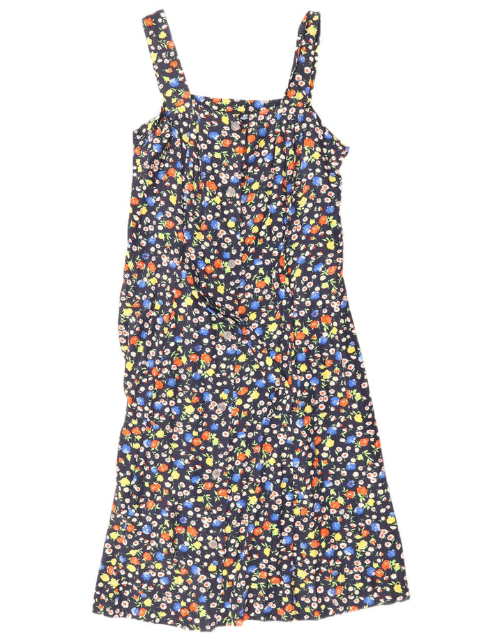 Vintage Dame Solkjole UK 12 Medium Navy Blue Floral