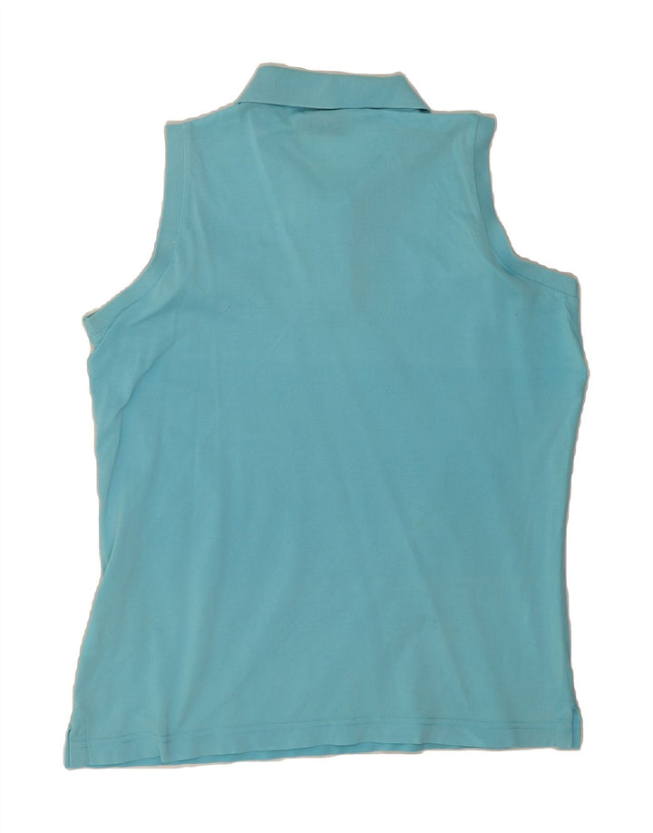 CHAMPION Womens Sleeveless Polo Shirt UK 14 Medium Blue Cotton Vintage Champion and Second-Hand Champion from Messina Hembry 