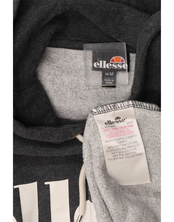 Ellesse Herre Grafisk Hoodie Jumper Medium Grå Bomuld