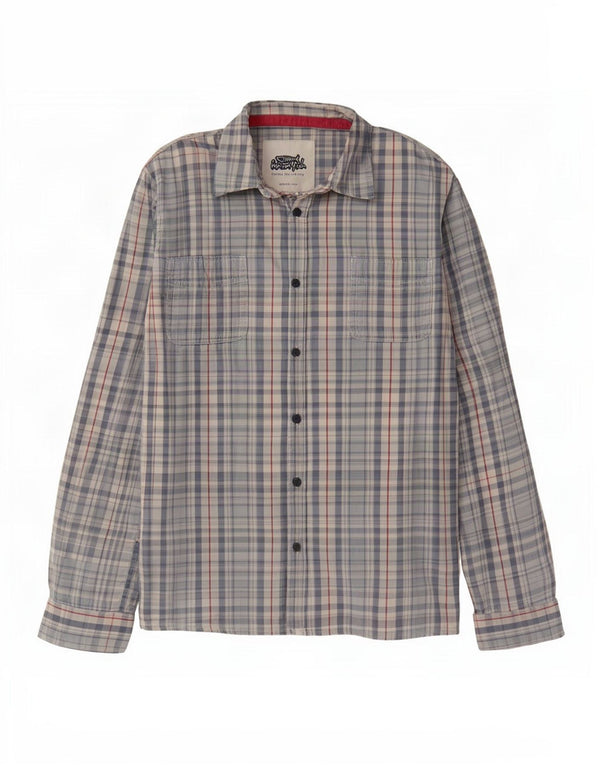 Weird Fish Mens Flannel Shirt 2XL Blue Plaid Cotton