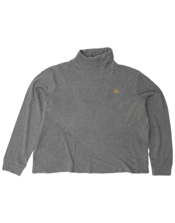 RALPH LAUREN Dame Rullehals sweater UK 18 XL Grå Bomuld