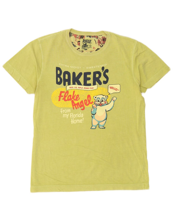 Rifle Herre Grafisk T-Shirt Top Stor Grøn Bomuld