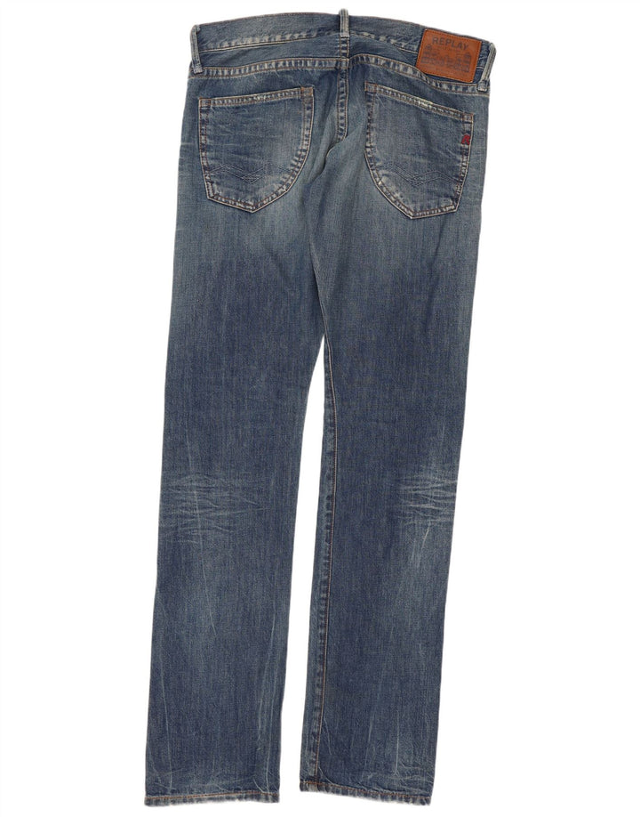 Replay Dame Straight Jeans W31 L34 Blå Bomuld