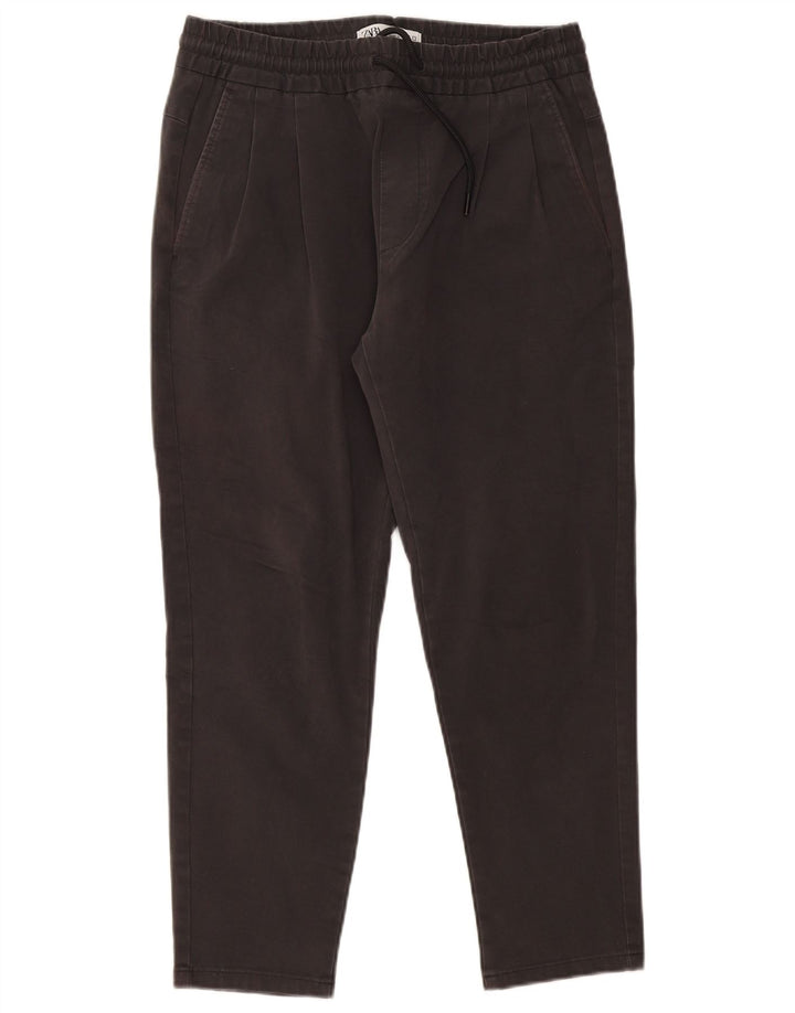 ZARA Herre Pegged Chino Bukser Medium W31 L26 Sort Bomuld