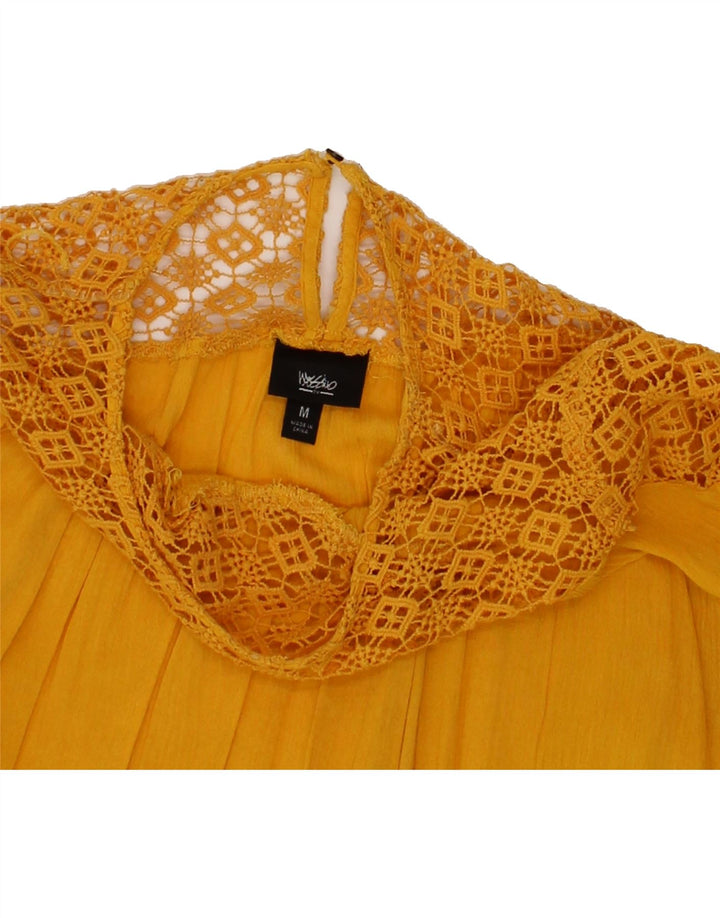 MOSSIMO Womens Long Sleeve Blouse Top UK 14 Medium Yellow Rayon Vintage Mossimo and Second-Hand Mossimo from Messina Hembry 