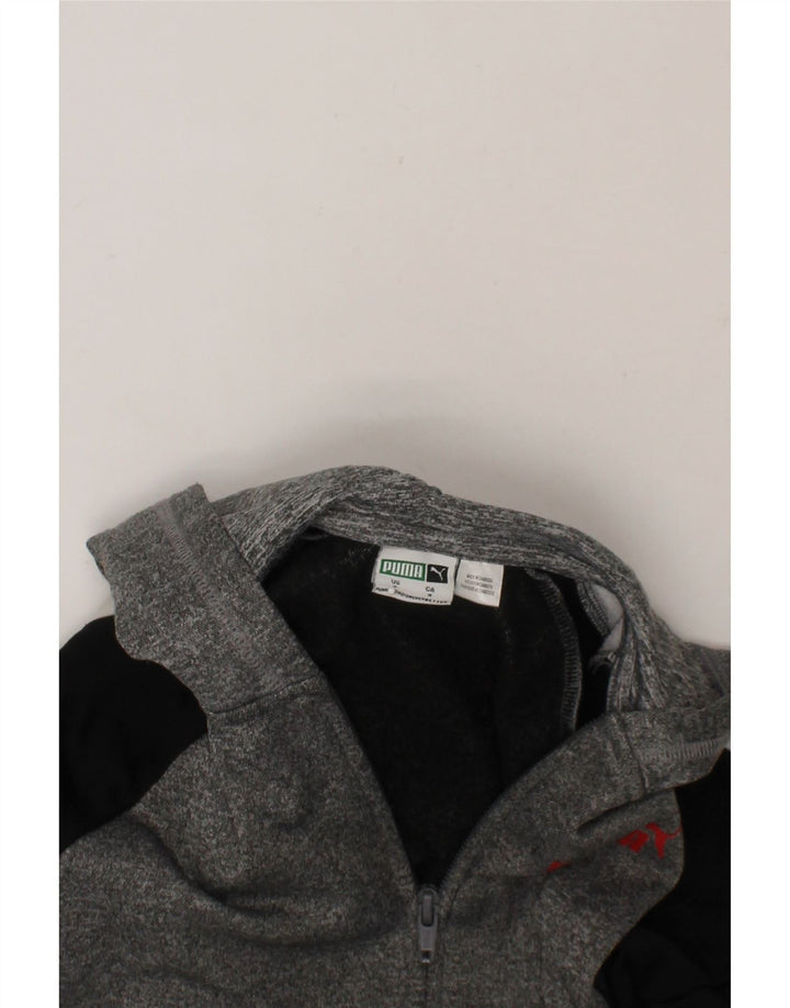 PUMA Boys Zip Hoodie Sweater 3-4 Years Grey Colourblock Polyester Vintage Puma and Second-Hand Puma from Messina Hembry 