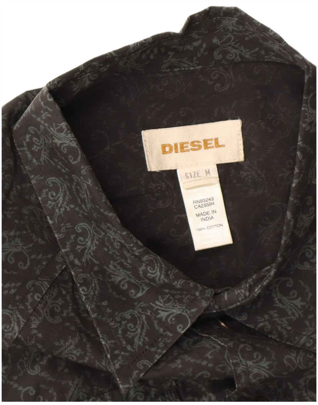 Diesel Herreskjorte Medium Sort Paisley Bomuld