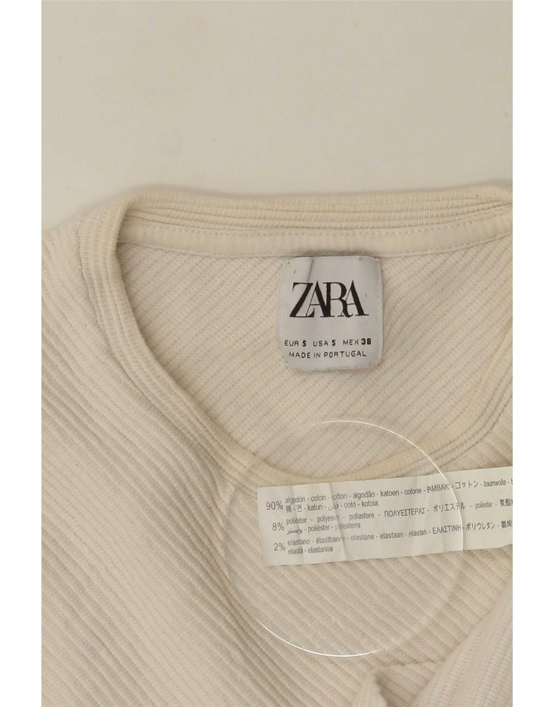 Zara Herre Top Langærmet Lille Hvid Bomuld