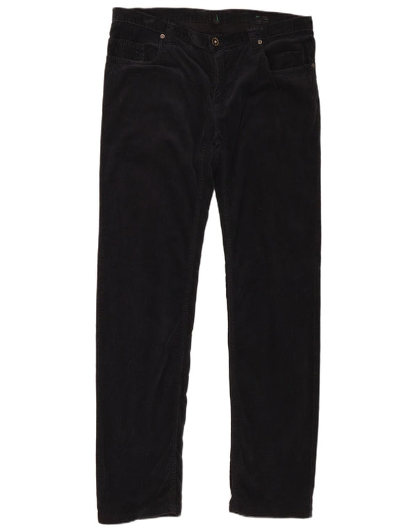 Benetton Dame Slim Corduroy Bukser IT 48 XL W34 L31 Sort Bomuld