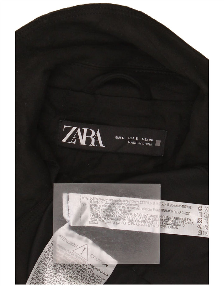Zara Dame Dobbeltradet Longline Gilet UK 10 Small Black Polyester