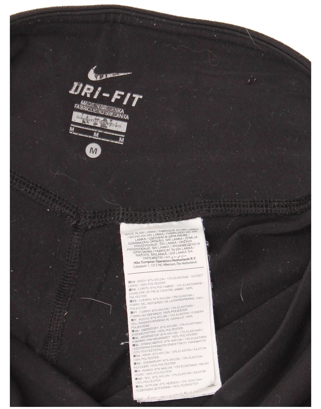 NIKE Dame Dri Fit Leggings UK 12 Medium Sort Nylon